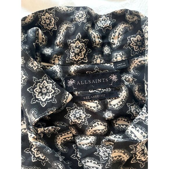 Mens AllSaints Mitte Long Sleeve Paisley Shirt Relaxed Fit Size Large - Picture 8 of 12